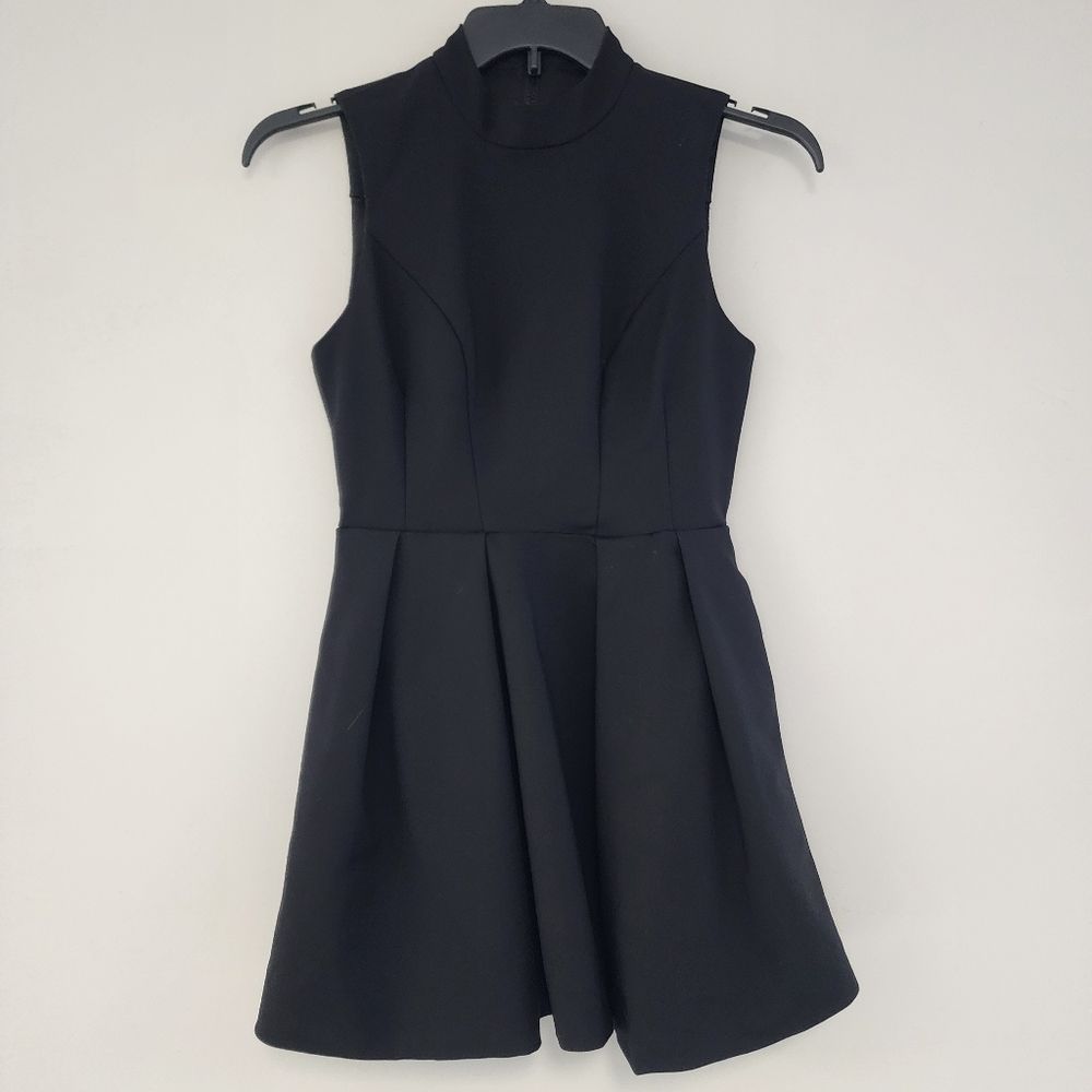 Tobi black mock neck sleeveless skater dress